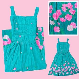 MALIA HONOLULU Hawaiian Maxi Dress Floral Green Pink Neon VTG Spring Resort